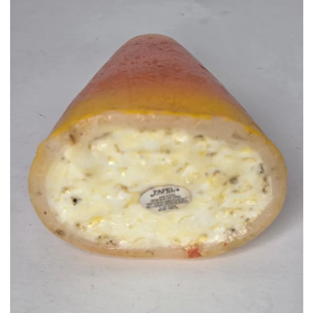 Vintage Papel Candy Corn Pillar Candle Halloween Fall Decor 6 Inch Unscented